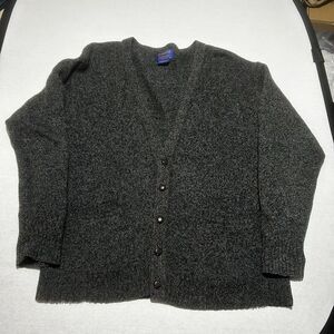 Pendleton Men's 100% Shetland Wool Cardigan Five Button Sweater Size L Charcoal